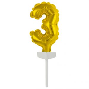 Micro Size Zahl 3 Gold Folienballon