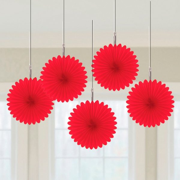 5 Papier-Dekofächer rot 15,2cm