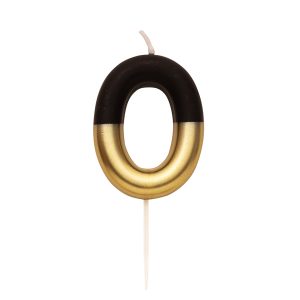Geburtstagskerze 0 gold/schwarz