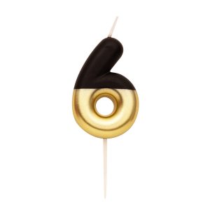 Geburtstagskerze 6 gold/schwarz