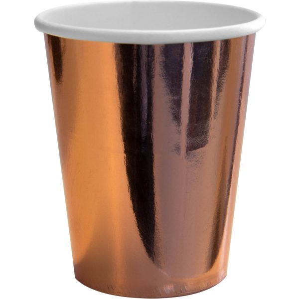 8 Papier-Becher rosegold 220ml