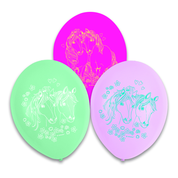 6 Pretty Pony Latexballons 1-seitiger Druck 22,8 cm