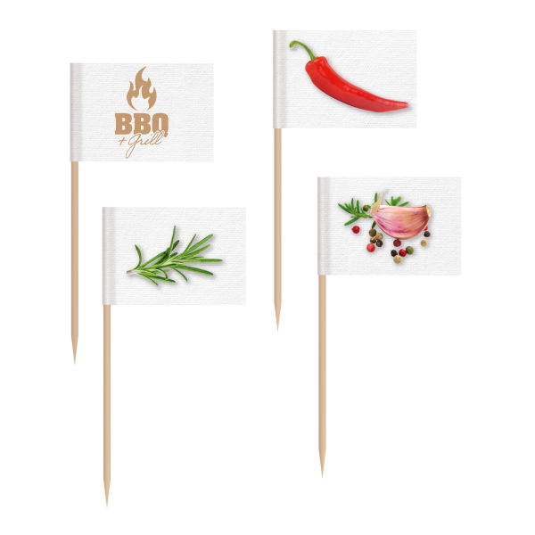 30 Flaggen-Picks BBQ & Grill Party Holz / Papier