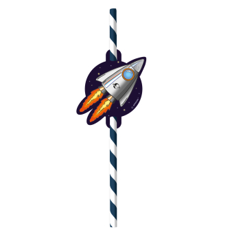 8 Trinkhalme Space Party Papier