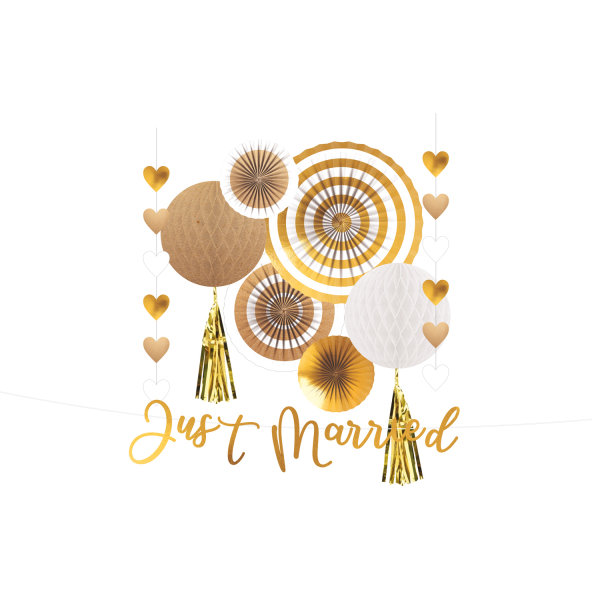 5306937-9913247-2-3-600 Dekorations-Set Hochzeit Papier 9-tlg.