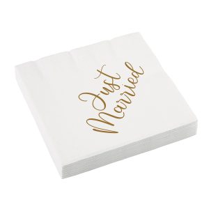 16 Servietten "Just Married" Hochzeit 33 x 33 cm