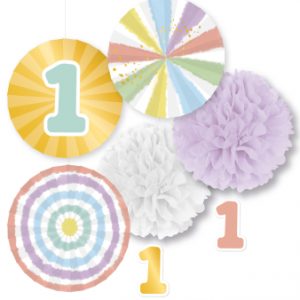 Deko-Set 1st Birthday Rainbow Papier 5-teilig