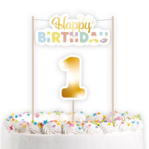 Kuchendekorations-Set 1st Birthday Rainbow Papier