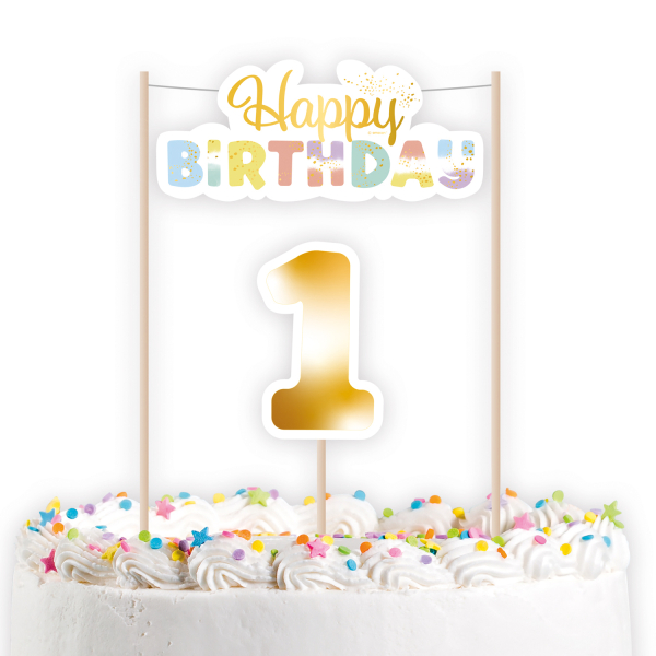 Kuchendekorations-Set 1st Birthday Rainbow Papier