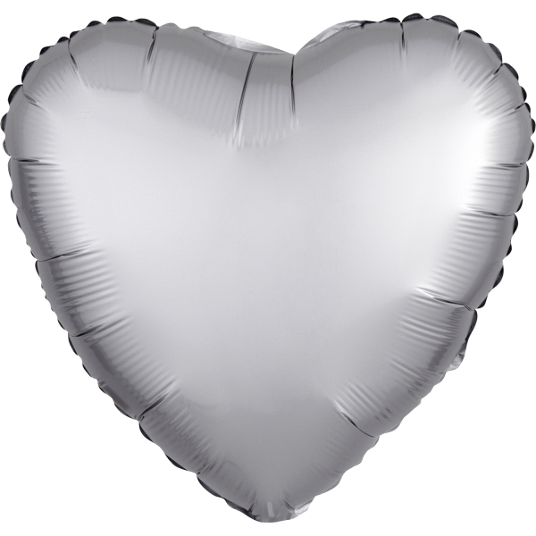 Standard Silk Lustre Silver Heart Folienballon 43 cm