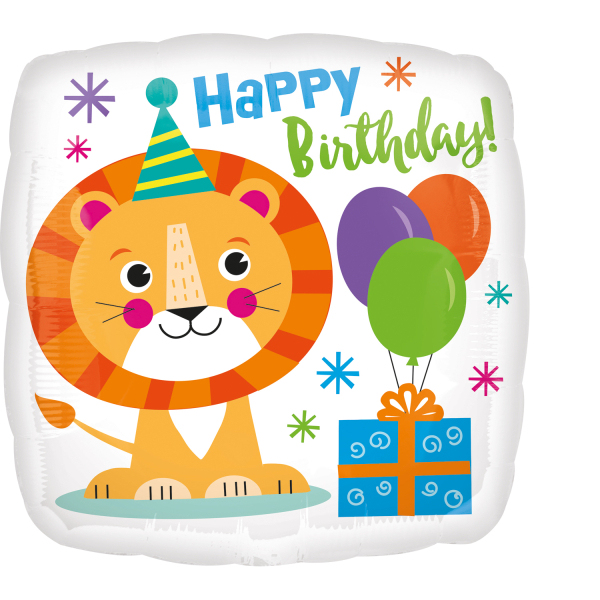 Folienballon "Happy Birthday" Löwe