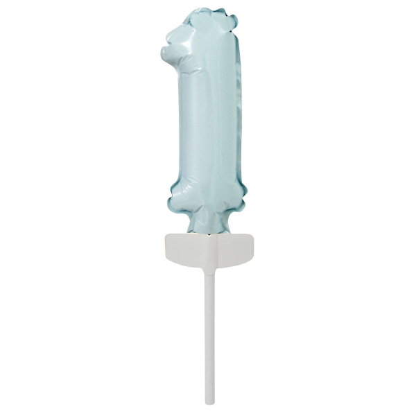Micro Size Zahl 1 Pastellblau Folienballon 4 cm x 12 cm