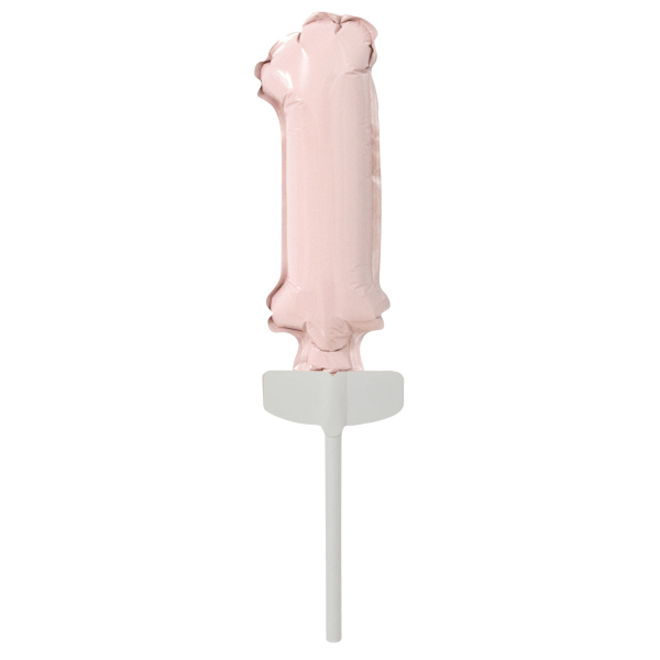 Micro Size Zahl 1 Pastellpink Folienballon 4 cm x 12 cm