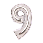 Folienballon Medium 9 Silber 66 cm