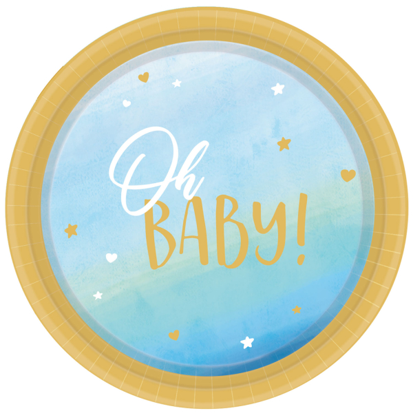 8 Teller Oh Baby Boy rund Papier 23 cm