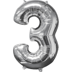 Folienballon Medium 3 Silber 66 cm