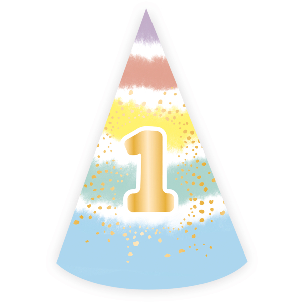 1x Partyhütchen 1st Birthday Rainbow Papier