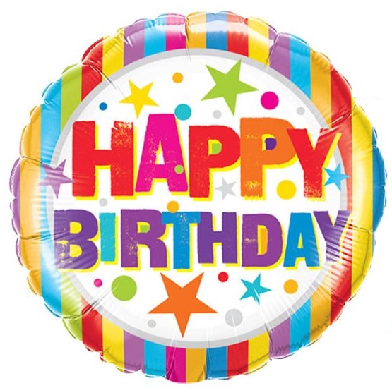 Folienballon Happy Birthday bunt/Rainbow luftgefüllt 23cm an Stab