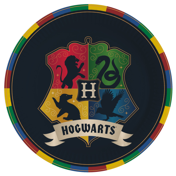 8 Teller Harry Potter Häuser rund Papier 23 cm