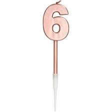 Kerze "6" rosegold