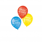 6 Latexballons Happy Birthday sortiert 22,8 cm/9''