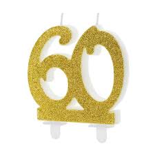 Zahlenkerze 60 gold glitzer - 8 cm