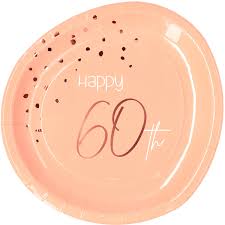 8 Papierteller in rosegold 60. Geburtstag