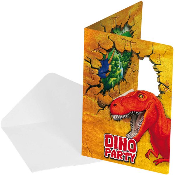 Dinosaurier Einladungskarten - 6 Stück
