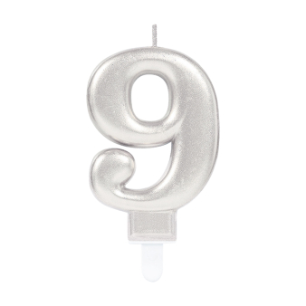 Zahlenkerze 9 Sparkling Celebrations Silber 8cm