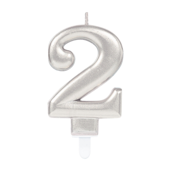 Zahlenkerze 2 Sparkling Celebrations Silber 8cm