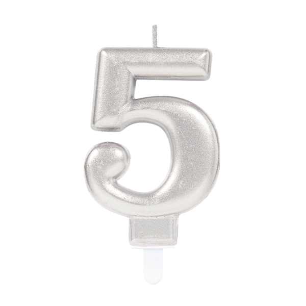 Zahlenkerze 5 Sparkling Celebrations Silber 8cm