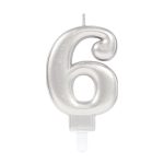 6199094-9903694-2-3-600 Zahlenkerze 6 Sparkling Celebrations Silber 8cm