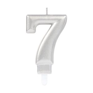 Zahlenkerze 7 Sparkling Celebrations Silber 8cm