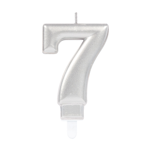 Zahlenkerze 7 Sparkling Celebrations Silber 8cm