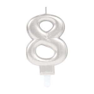 Zahlenkerze 8 Sparkling Celebrations Silber 8cm