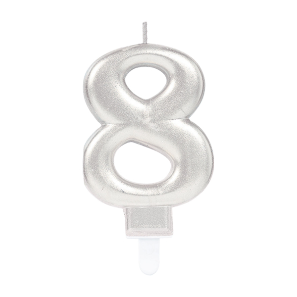 Zahlenkerze 8 Sparkling Celebrations Silber 8cm