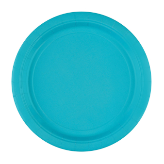 8 Teller azurblau rund Papier 23 cm