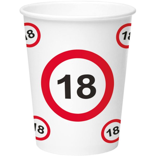 Pappbecher - Verkehrsschild 18 - 250 ml - 8 Stück