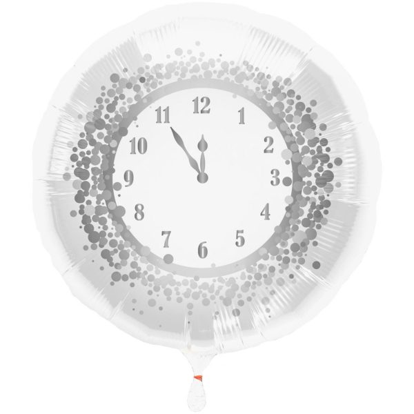 Silvester / Neujahr Folienballon Weiß-Silber - 45 cm
