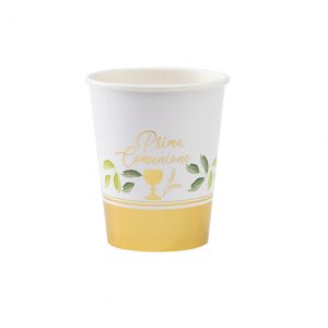 8 Becher " Prima Comunione " Gold/Grün