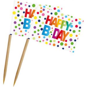 Happy Bday Dots Spieße - 50 Stück