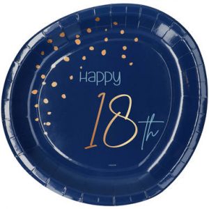 Einwegteller Elegant True Blue 18 Jahre 23cm - 8 Stück