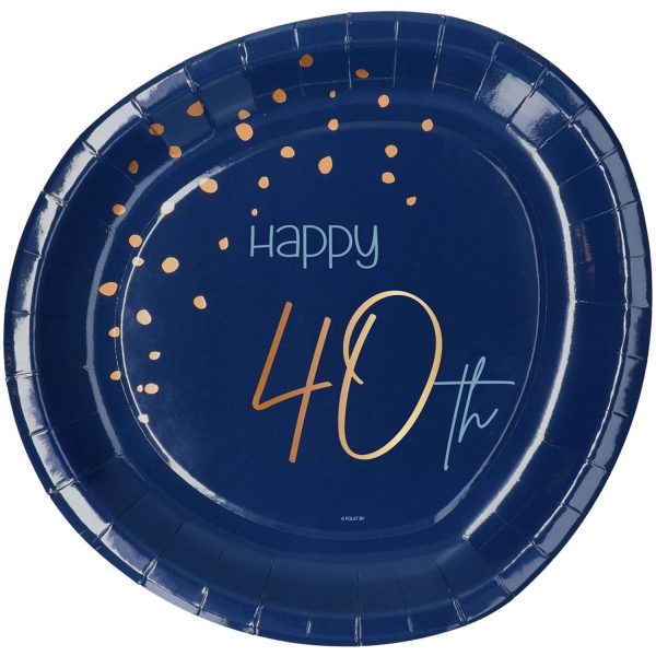 Einwegteller Elegant True Blue 40 Jahre 23cm - 8 Stück