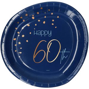 Einwegteller Elegant True Blue 60 Jahre 23cm - 8 Stück