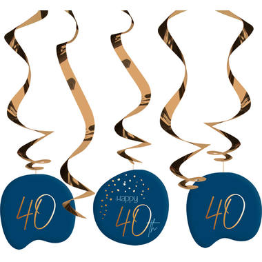 Hängedeko Elegant True Blue 40 Jahre - 5 Stück