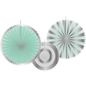 Wabenfächer Mint/Silber - 3 Stück