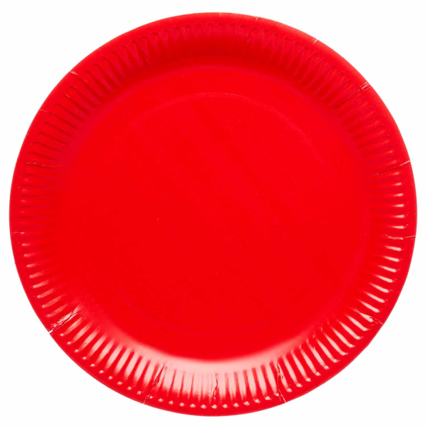 8 Teller Rot rund Papier 23cm