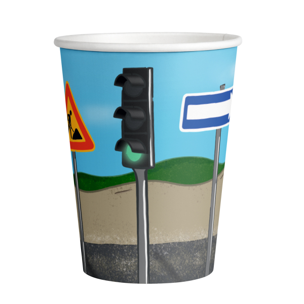 8 Becher Construction Party Papier 250 ml