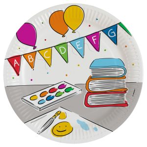 8 Teller Schulstart rund Papier 23 cm