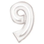 Folienballon - SuperShape "9" Silk Lustre weiß 86cm